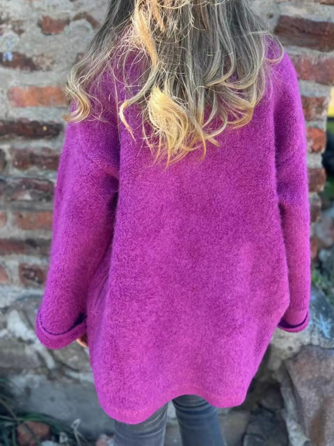Open Front Long Sleeve Fluffy Jacket Trendsi