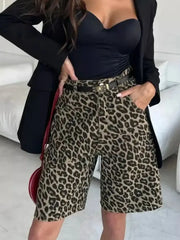 Leopard Print High-Waisted Casual Shorts OutfitFlow
