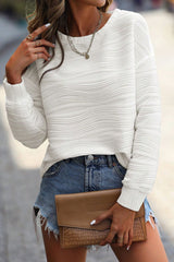 Outfit Flow - Texture Round Neck Long Sleeve Sweatshirt