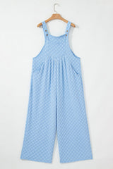 Checkered Pocketed Wide Leg Overalls OutfitFlow
