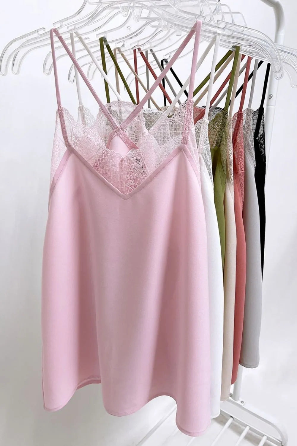 BiBi Lace Cami Solid Tank Top OutfitFlow