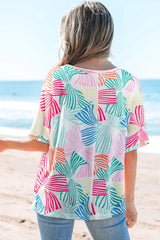 Printed Round Neck Half Sleeve Top OutfitFlow