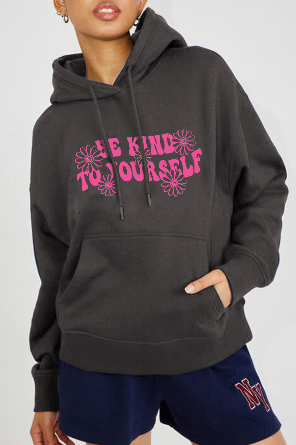 Outfit Flow - Simply Love Simply Love Full Size BE KIND TO YOURSELF Graphic Hoodie