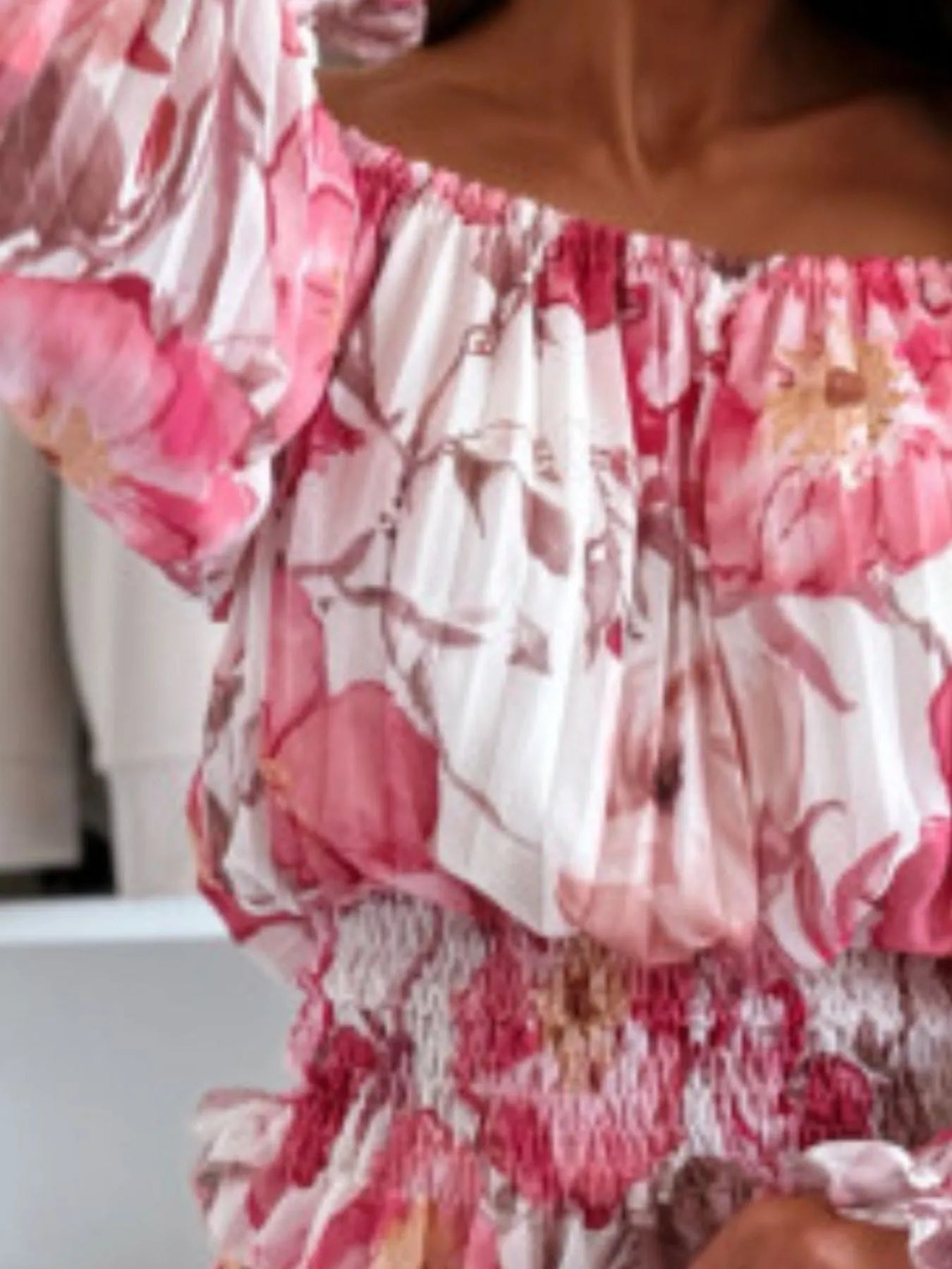 Floral Off-Shoulder Top and Skirt Two-Piece Set OutfitFlow