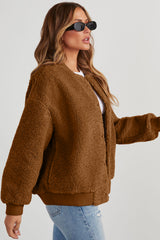 Outfit Flow - Baseball Collar Long Sleeve Sherpa Jacket