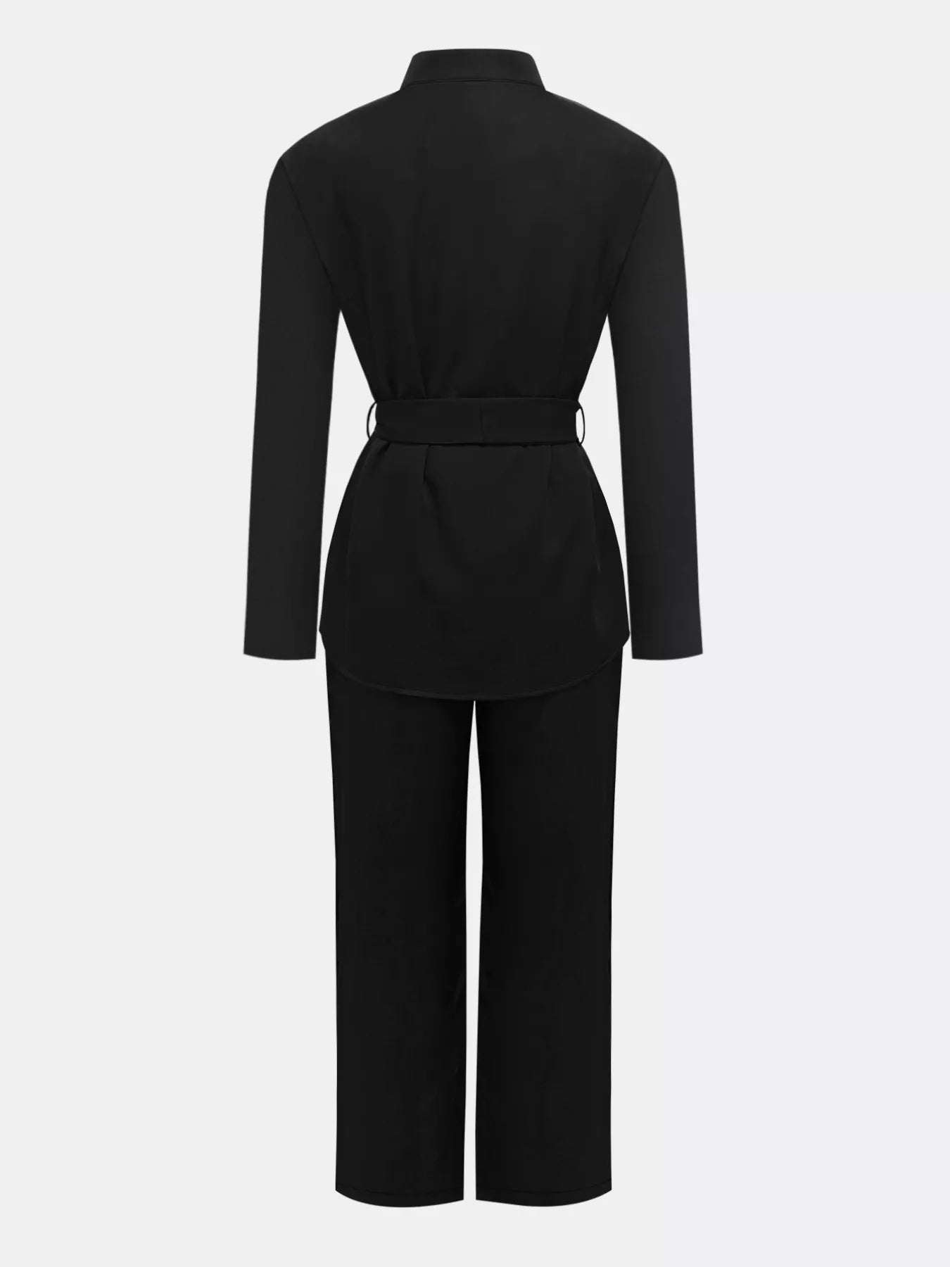 Tie-Waist Long Sleeve Top and Pants Set OutfitFlow