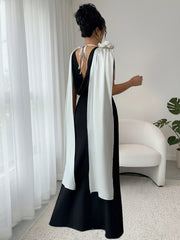 Floral Applique Two Tone Maxi Dress OutfitFlow