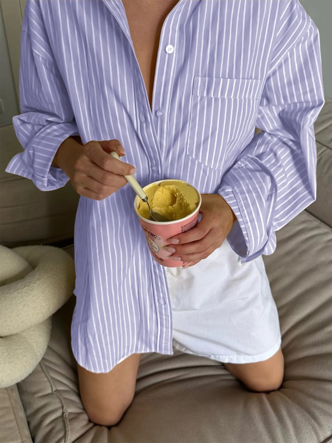 Oversized Striped Button-Down Shirt OutfitFlow