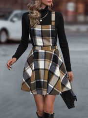 Outfit Flow - Crisscross Plaid Wide Strap Overall Dress