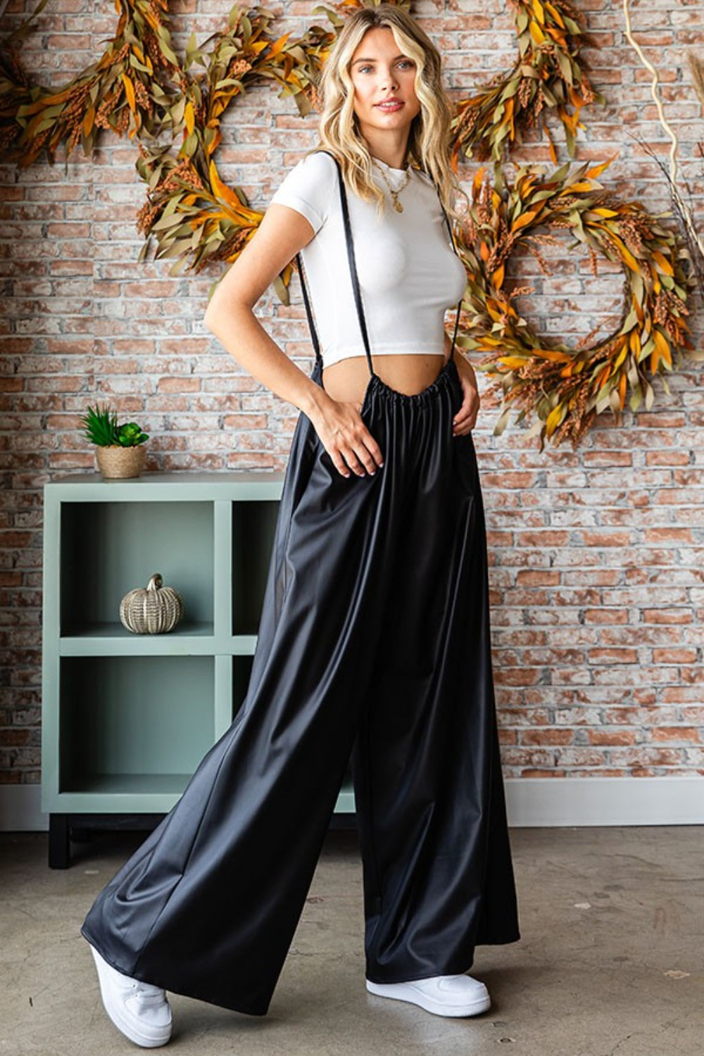 Outfit Flow - First Love Drawstring Back Spaghetti Strap Wide Leg Overall