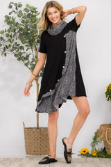 Celeste Full Size Decor Button Short Sleeve Dress with Pockets Plus Size OutfitFlow