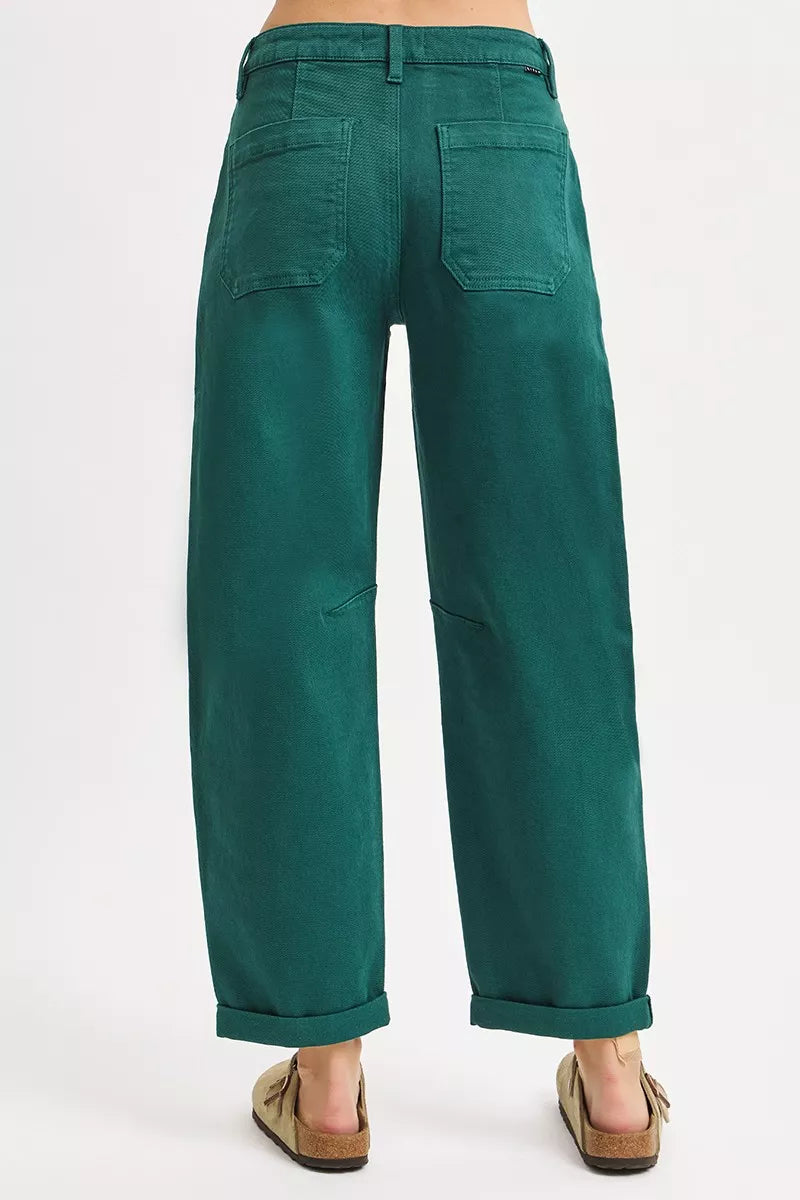 RISEN High Rise Ankle Cuffed Barrel Pants OutfitFlow