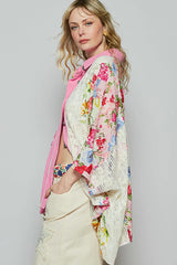 POL Thermal and Crochet Lace Mix Shirt with Floral Pattern Trendsi
