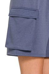 Zenana Scuba Thigh Pocket Shorts OutfitFlow