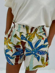 Printed Button Up Shirt and Shorts Set OutfitFlow