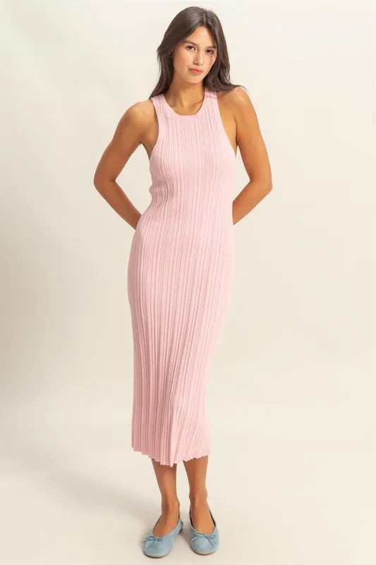 HYFVE Round Neck Bodycon Ribbed Knit Dress OutfitFlow