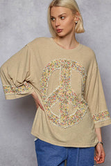 POL Floral Peace Patch Drop Shoulder T-Shirt OutfitFlow