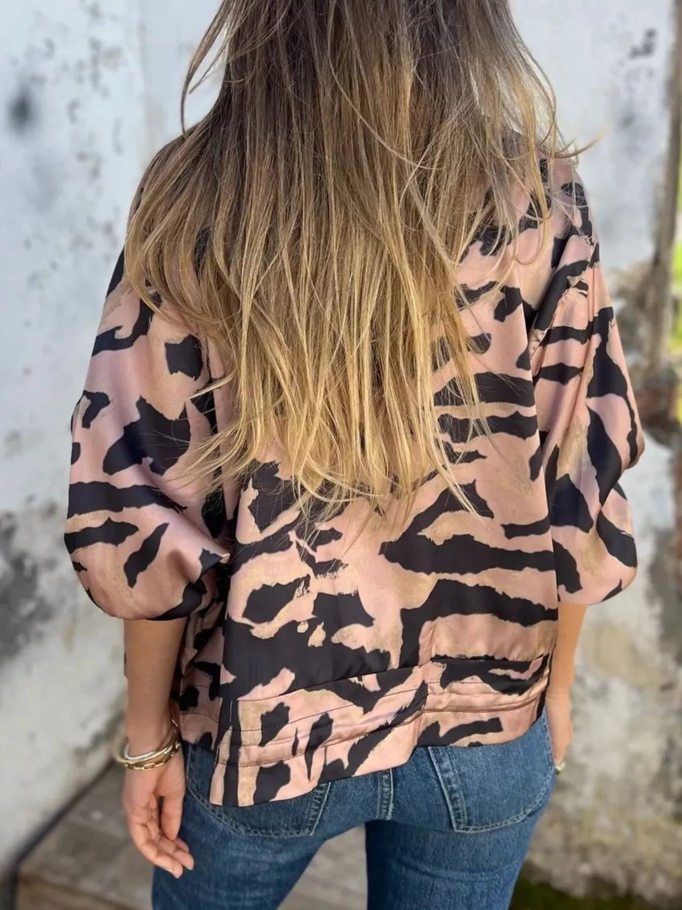 Full Size Zip Up Zebra Print Bomber Jacket Plus Size OutfitFlow
