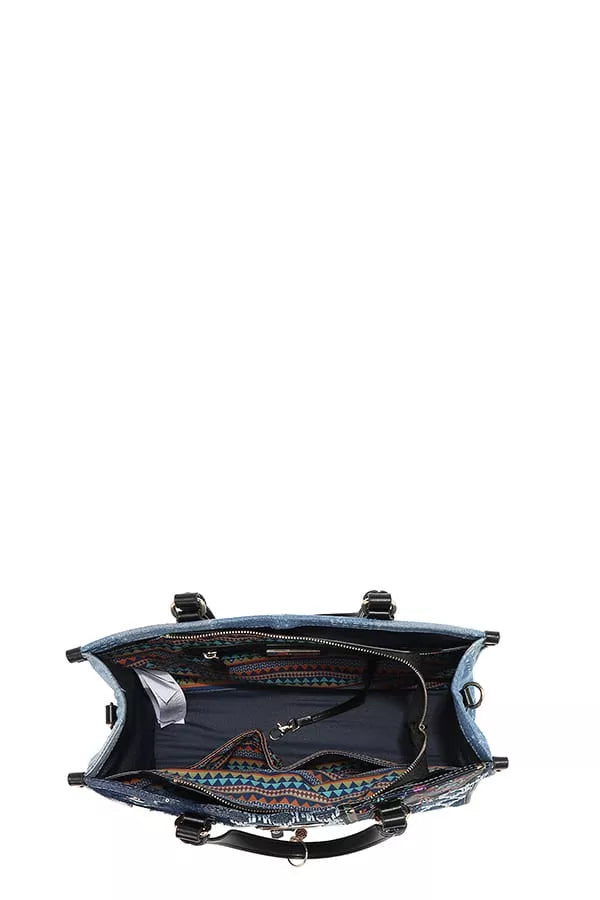 Nicole Lee USA Bosque de Amor Denim Tote Bag OutfitFlow
