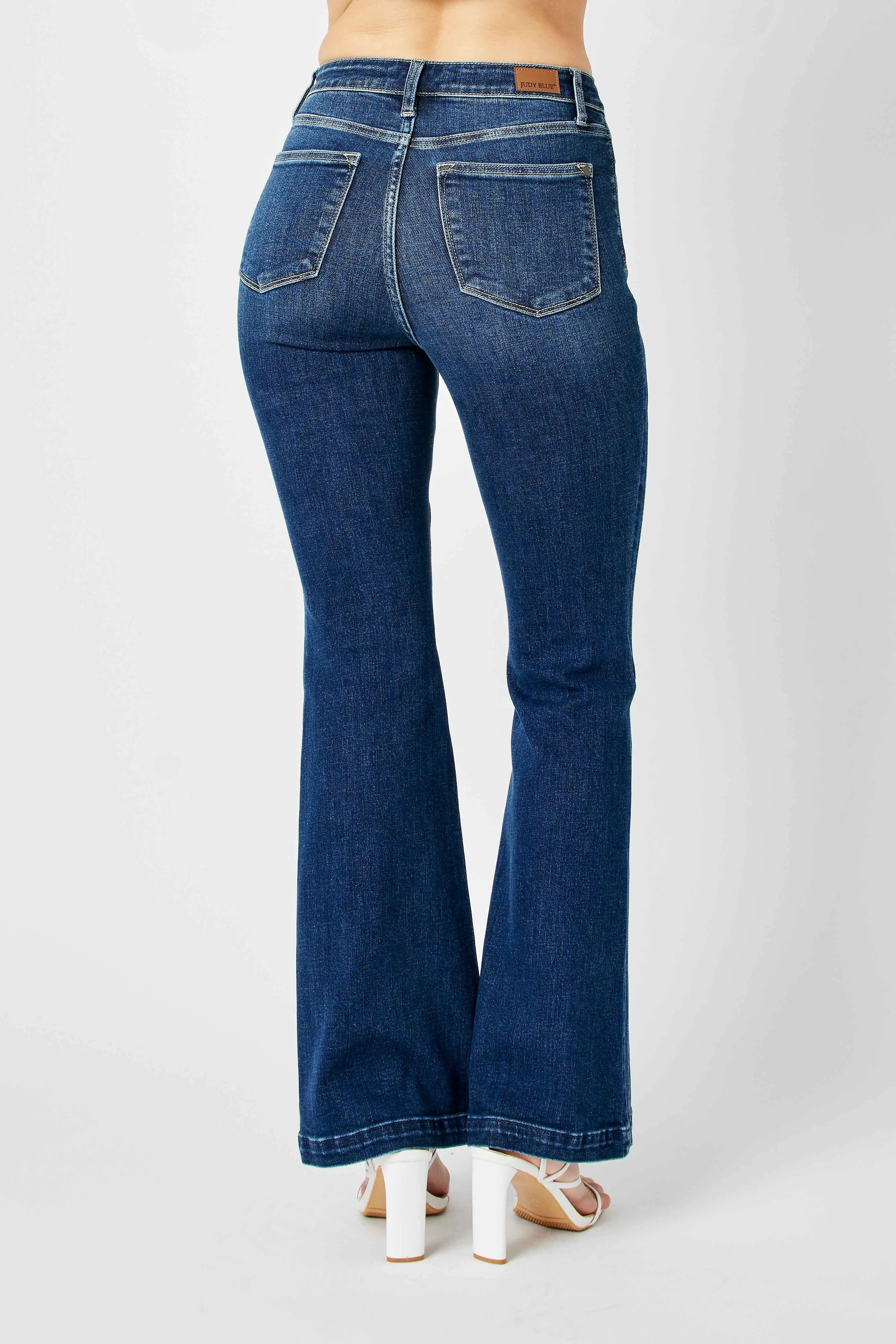 Judy Blue Full Size Hw Angled Side Seam Detail Flare Jeans Plus Size OutfitFlow