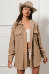 BiBi Heavy Waffle Oversized Shacket OutfitFlow