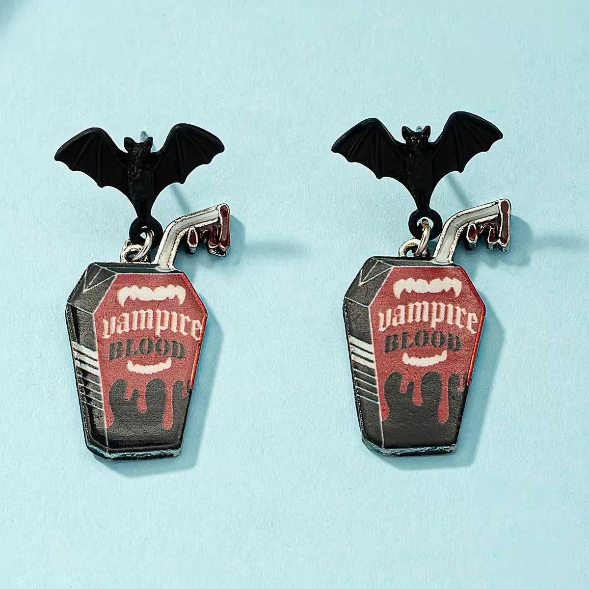 Halloween Gothic Vampire Coffin Bat Wing Drop Earrings OutfitFlow
