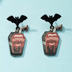 Halloween Gothic Vampire Coffin Bat Wing Drop Earrings OutfitFlow