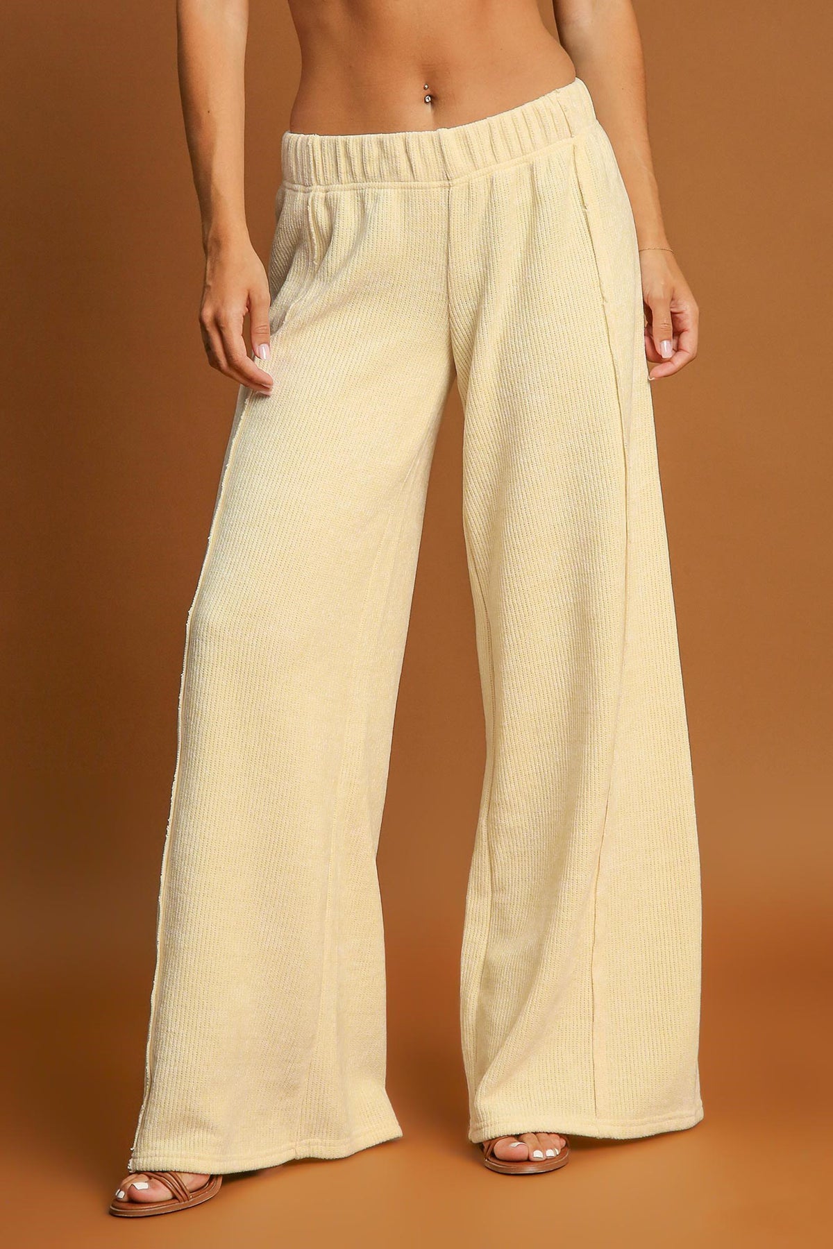 Umgee Elastic Waist Wide Leg Pants