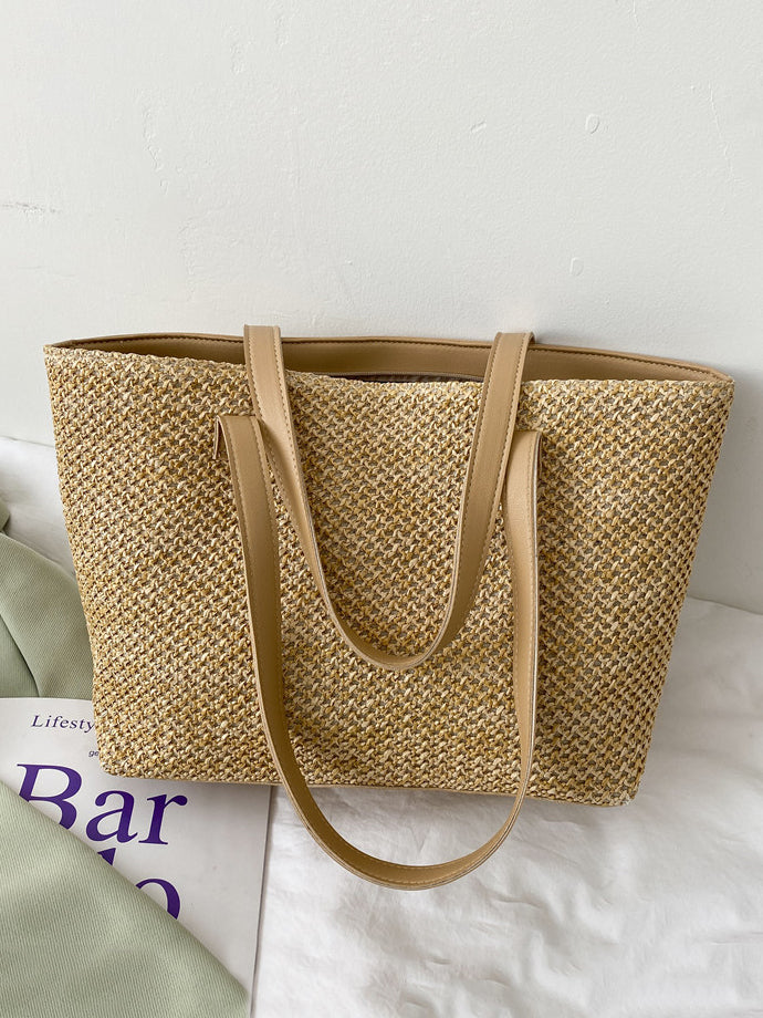 Outfit Flow - Solid Color Woven Tote Bag