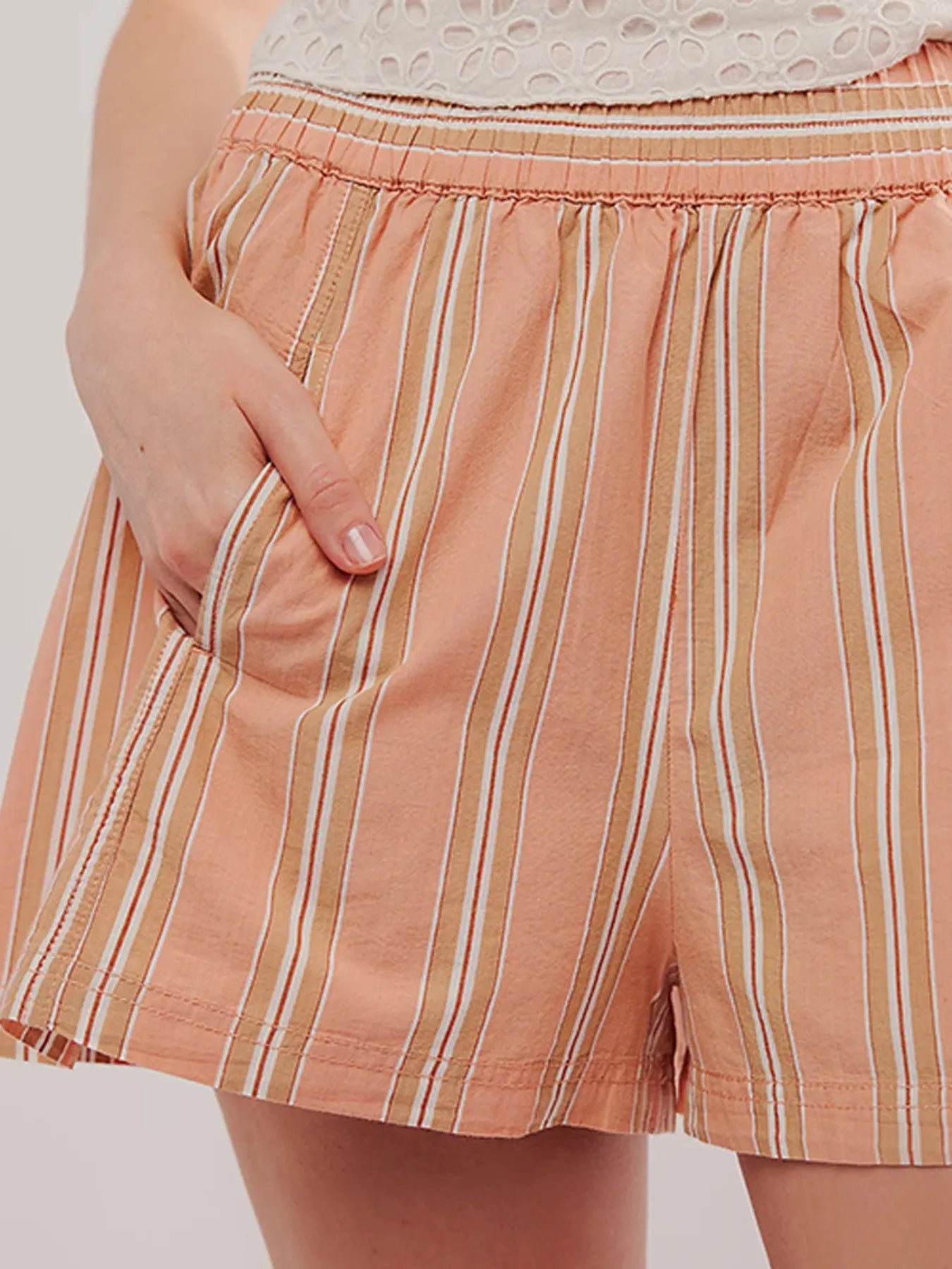 Striped High-Waist Linen Blend Summer Shorts OutfitFlow