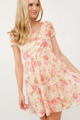 And The Why Square Neck Tiered Floral Fishnet Dress OutfitFlow