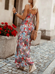 Printed Spaghetti Strap Maxi Dress OutfitFlow