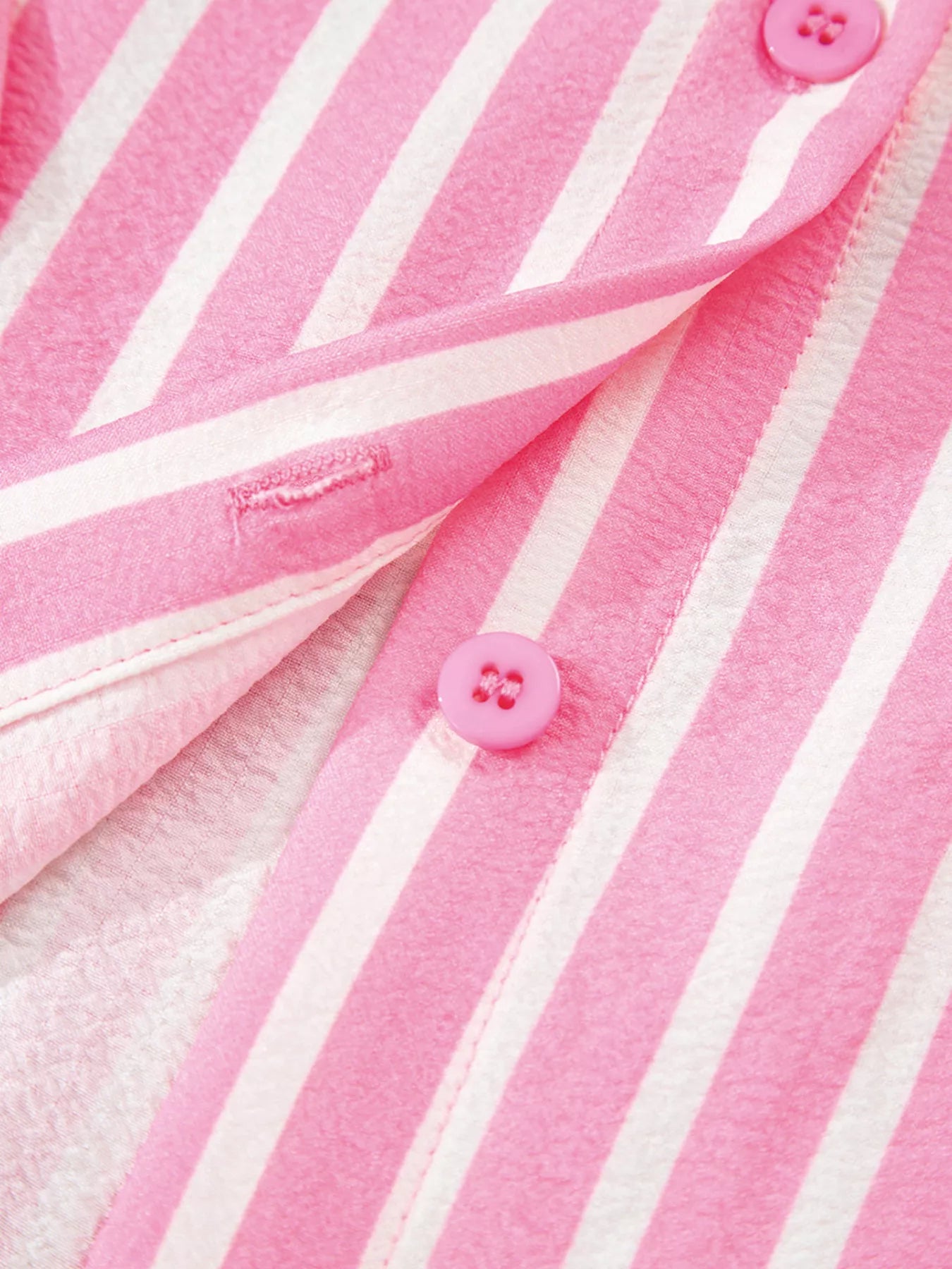 Stripe Buttoned Front Long Sleeve Top and Pants 2 Piece Sleepwear OutfitFlow