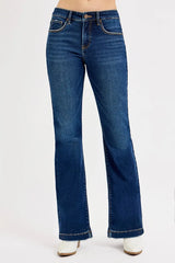 RISEN Full SIze Tummy Control Mid Rise Flare Jeans Plus SIze Trendsi