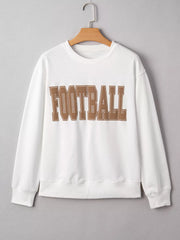 FOOTBALL 3D Letter Graphic Crew Neck Sweatshirt OutfitFlow