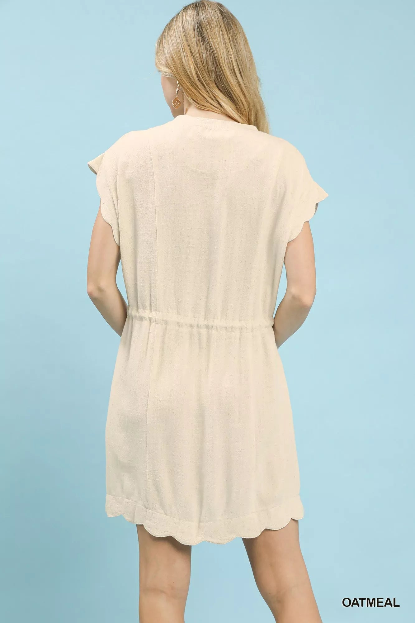 Umgee Linen Blend Scallop Hem Mini Dress OutfitFlow