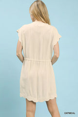 Umgee Linen Blend Scallop Hem Mini Dress OutfitFlow