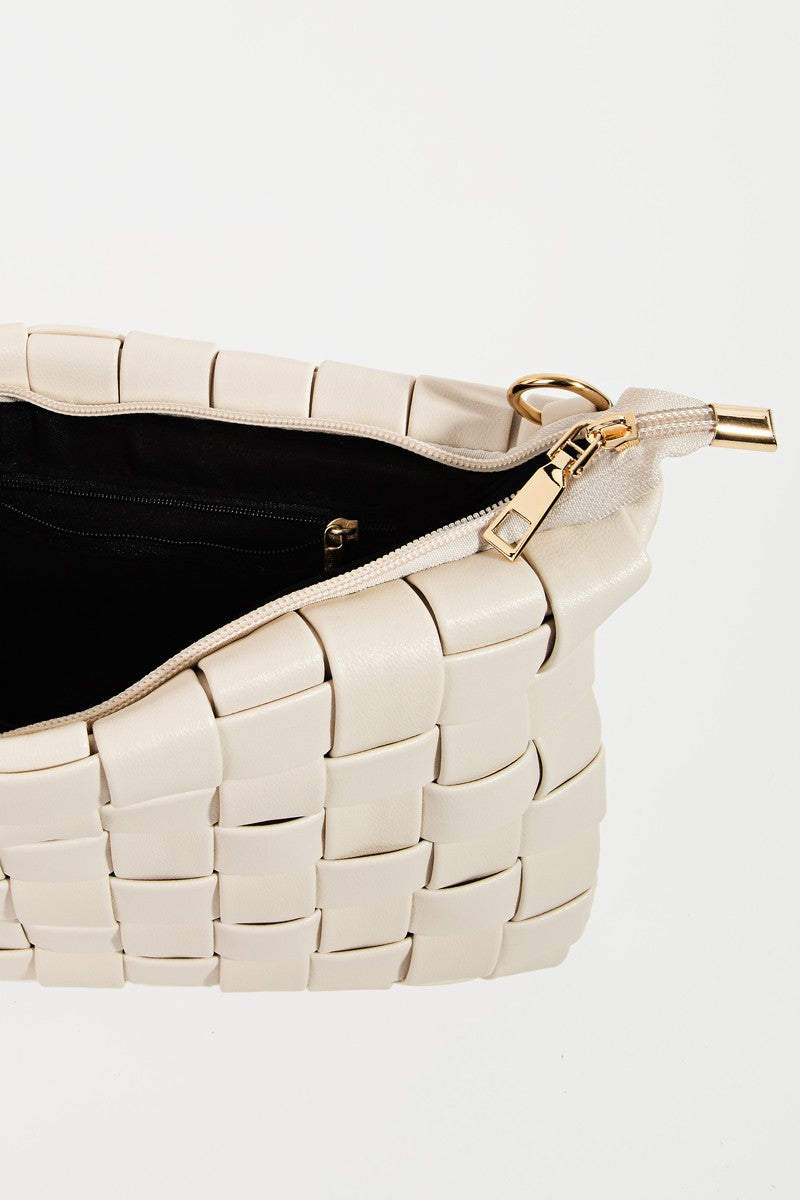 Outfit Flow - Fame Faux Leather Basket Weave Crossbody Bag