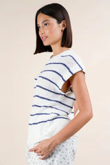 VERY J Striped Knit Sweater Vest Top OutfitFlow