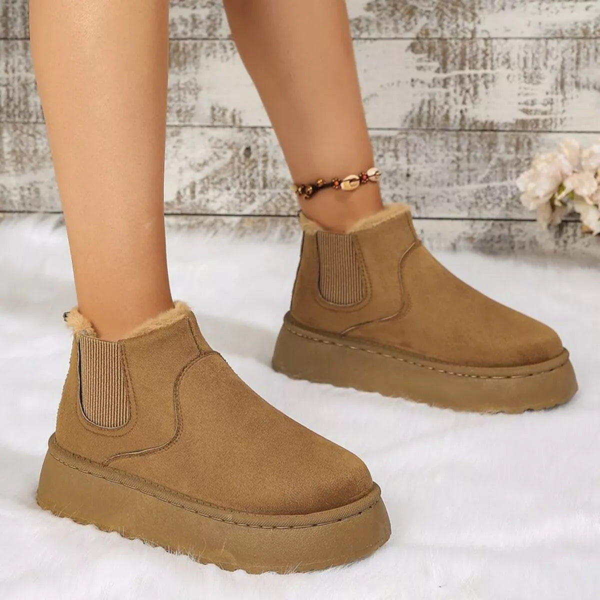 Round Toe Platform Ankle Boots Trendsi