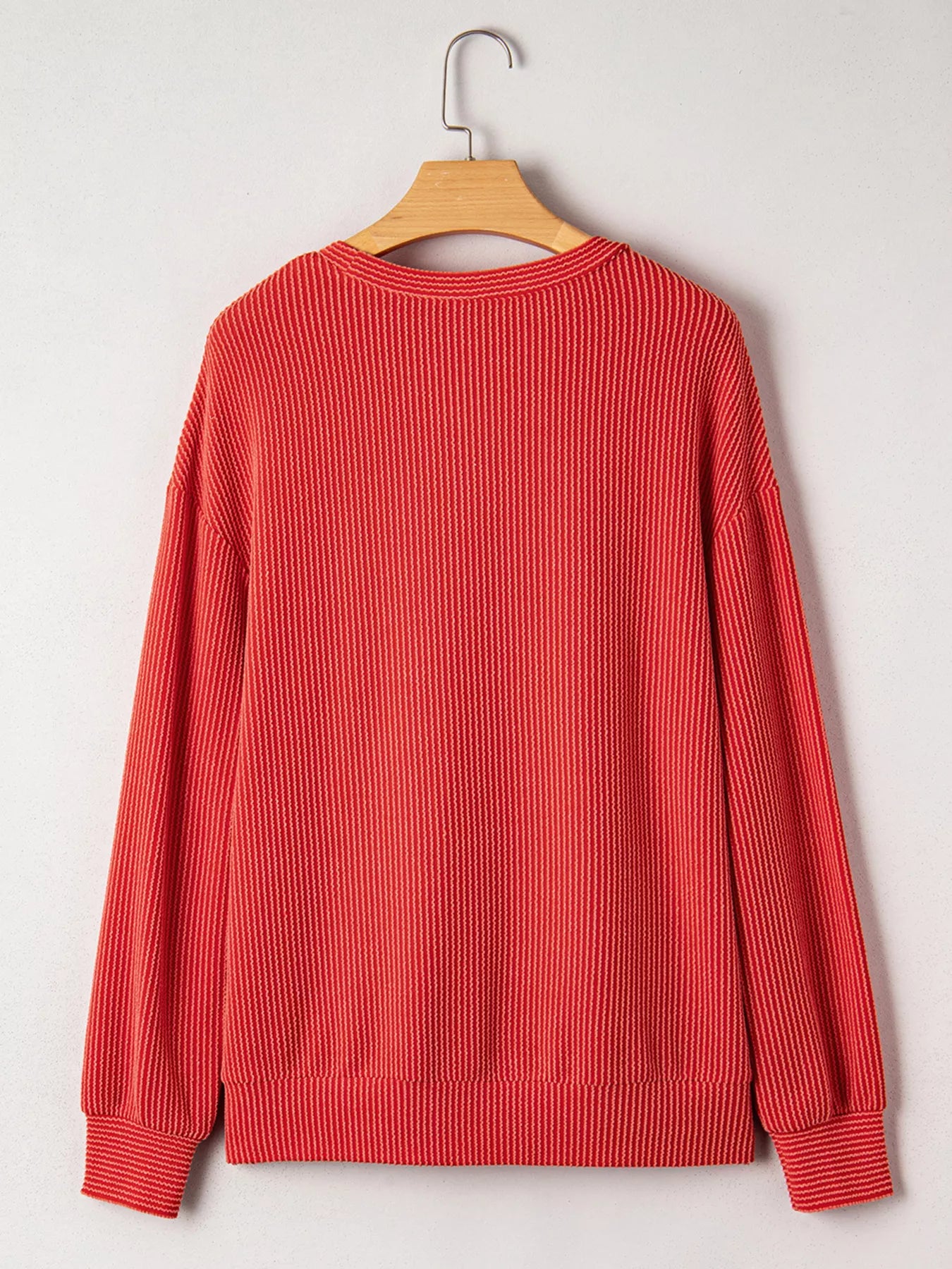 Merry Twisted Rib Christmas Loose Long Sleeve Top OutfitFlow