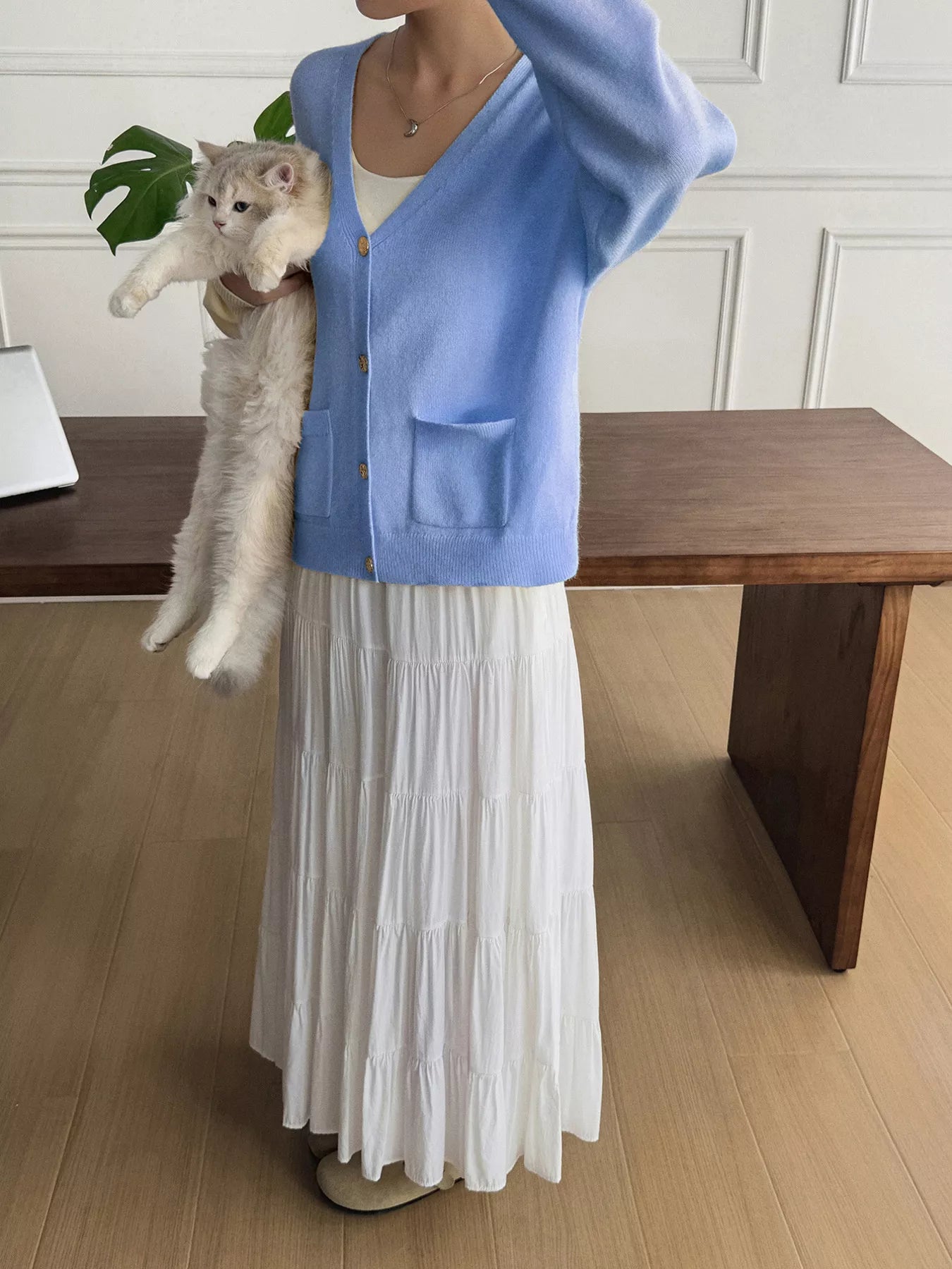 V-Neck Button-Down Cardigan OutfitFlow