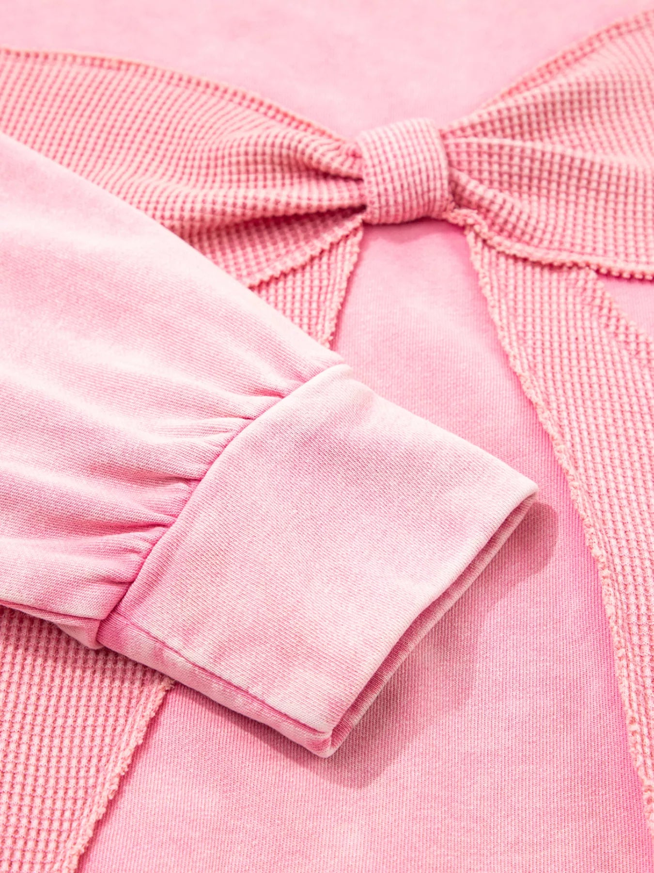 Mineral Wash Bow Patchwork Sweatshirt OutfitFlow