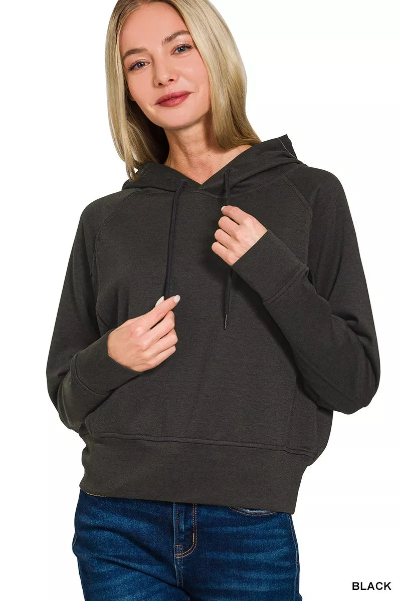 Zenana Drawstring Scuba Hoodie OutfitFlow
