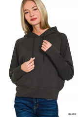 Zenana Drawstring Scuba Hoodie OutfitFlow
