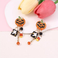 Halloween Pumpkin Ghost Dangle Earrings OutfitFlow