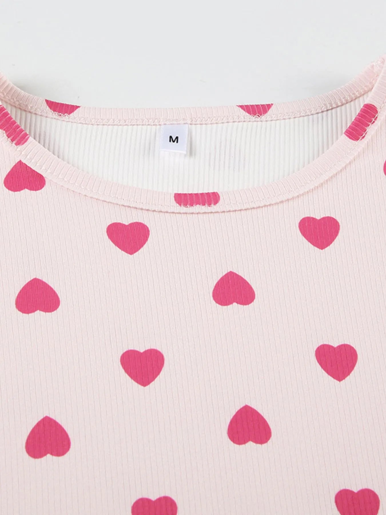 Heart Print Top and Shorts Loungewear Set OutfitFlow