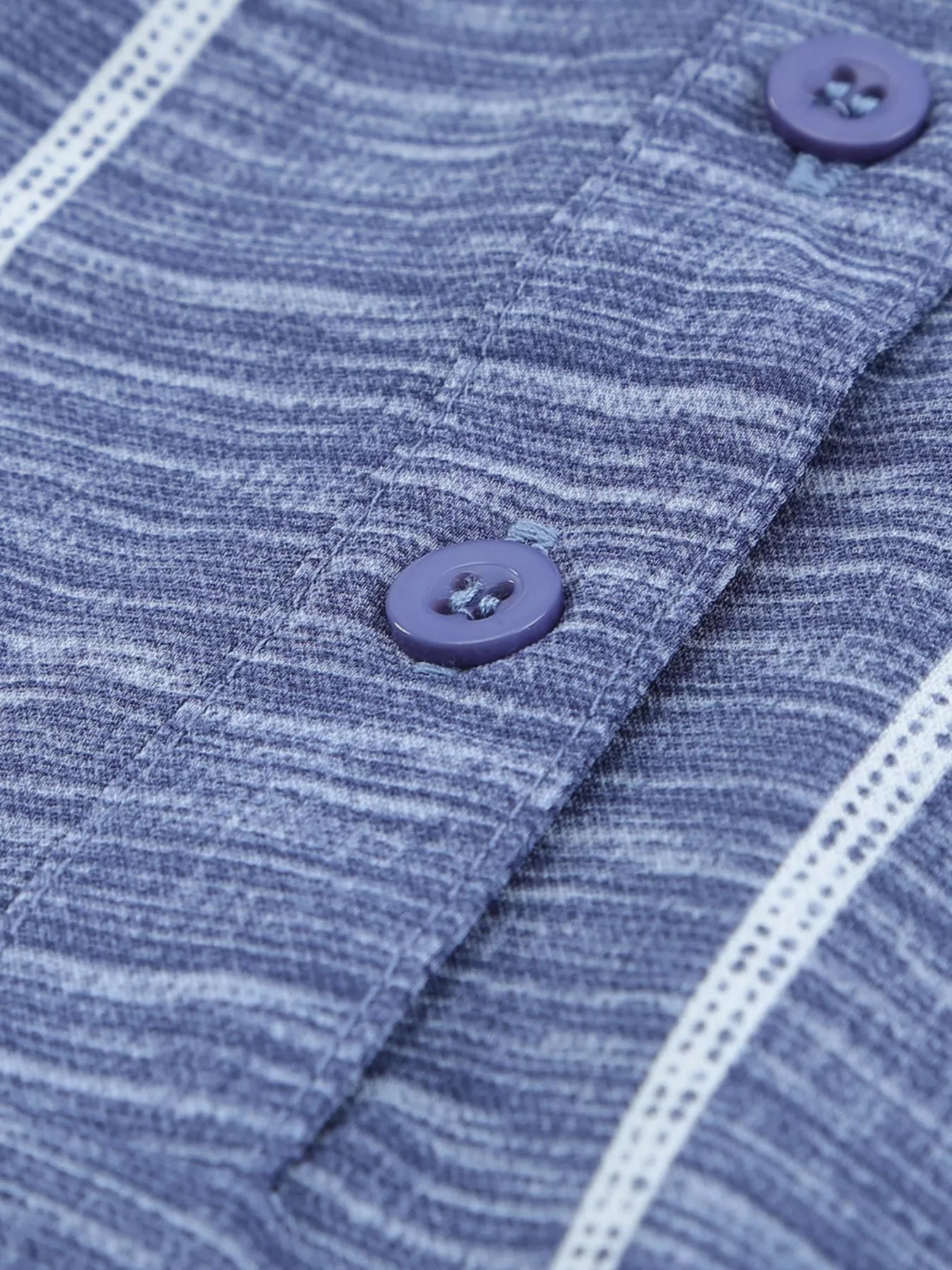 Striped Print V Neck Half Buttons Loose Blouse OutfitFlow