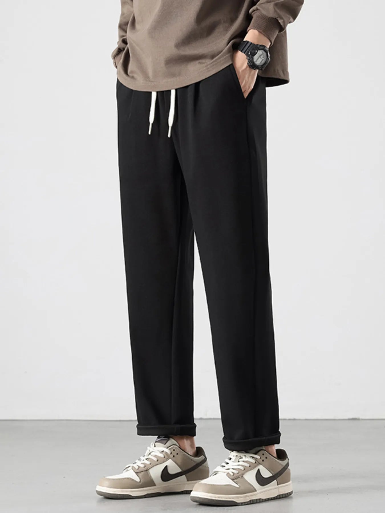 Men's Full Size Drawstring Track Pants with Relaxed Fit Plus Size OutfitFlow
