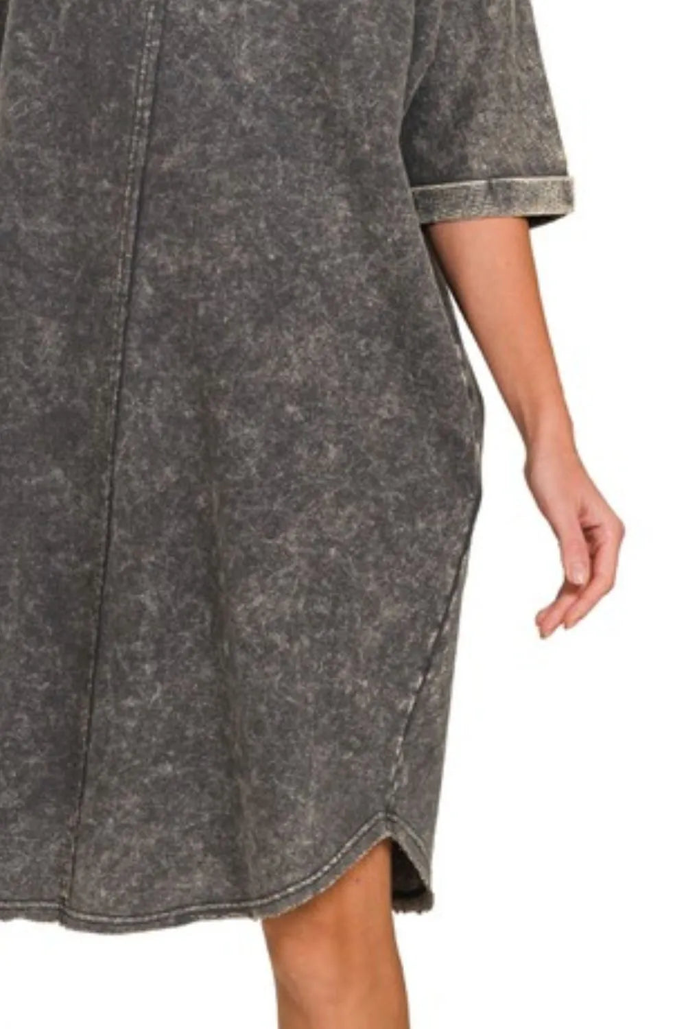 Zenana Acid-washed French Terry Tee Shirts Dress OutfitFlow